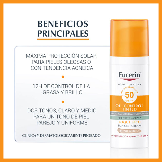 Eucerin Solar Oil Control Toque Seco SPF50 Tono Medio