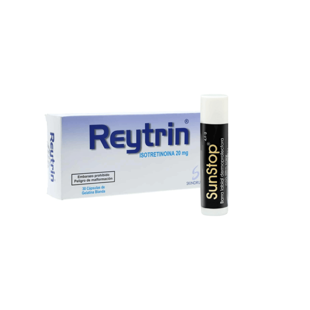 Reytrin 20 mg Caja x 30 Capsulas + Sunstop Barra Labial