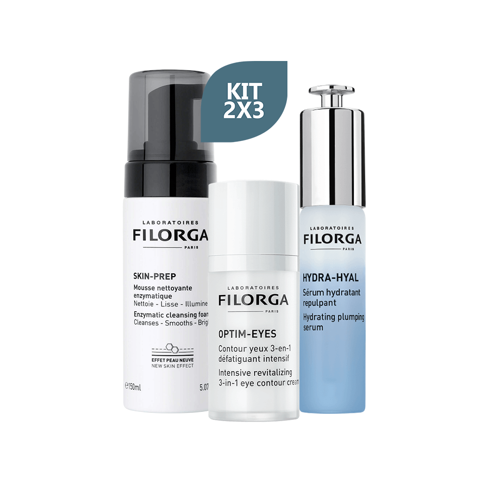 Kit Filorga Skin Espuma Limpiadora x 150 ml + Hydra Hyal Serum x 30 ml + Optim Eyes x 15 ml